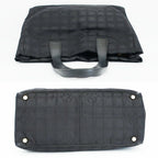 Chanel Ten New Travel Line MM Tote Black Gold Nylon Leather CC Logo — view 3