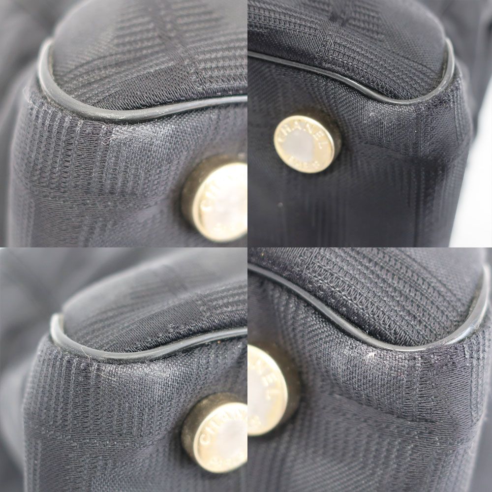 Chanel Ten New Travel Line MM Tote Black Gold Nylon Leather CC Logo — view 5