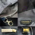 Chanel Ten New Travel Line MM Tote Black Gold Nylon Leather CC Logo — view 7