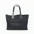 Chanel Ten New Travel Line MM Tote Black Gold Nylon Leather CC Logo — view 2