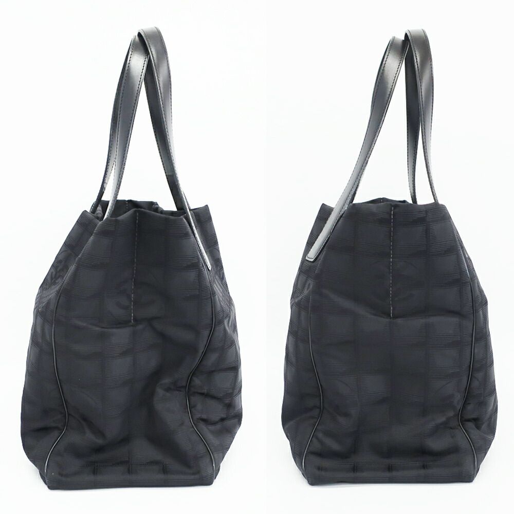 Chanel Ten New Travel Line MM Tote Black Gold Nylon Leather CC Logo — view 4