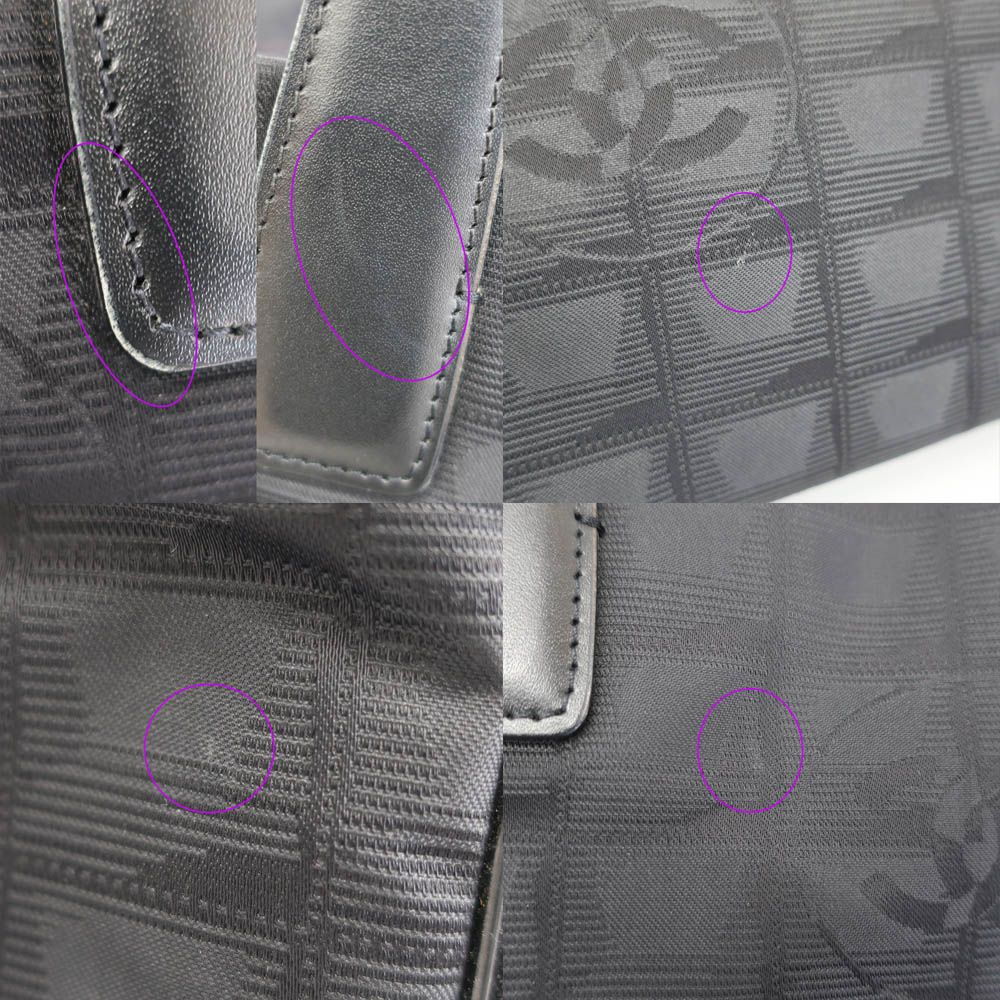 Chanel Ten New Travel Line MM Tote Black Gold Nylon Leather CC Logo — view 9
