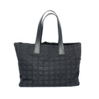 Chanel Ten New Travel Line MM Tote Black Gold Nylon Leather CC Logo