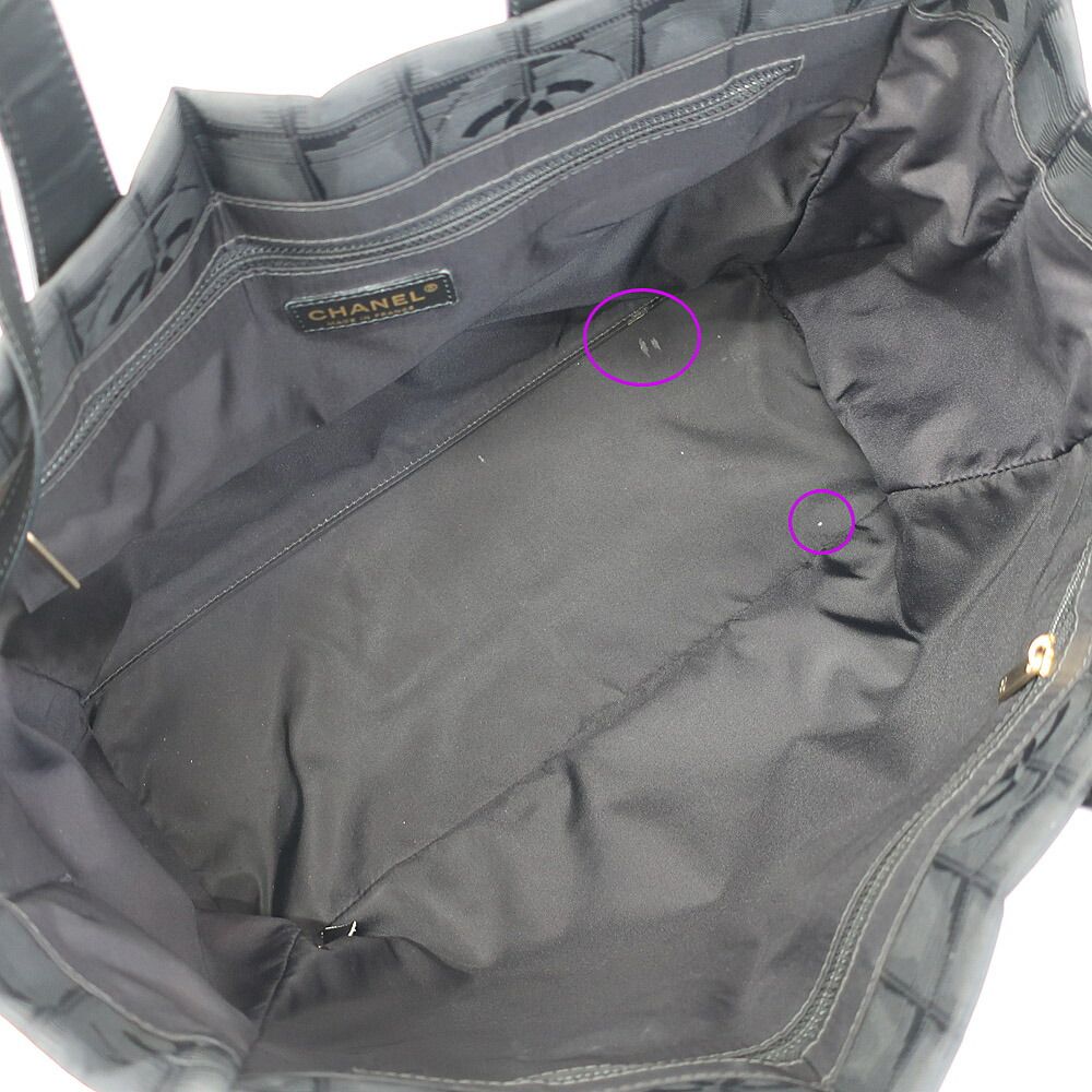 Chanel Ten New Travel Line MM Tote Black Gold Nylon Leather CC Logo — view 6