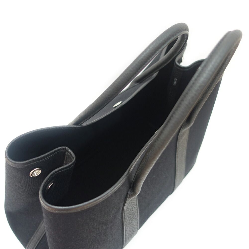 Hermes Garden Party 36 PM Toile Military Black Silver Construction Tote — view 3