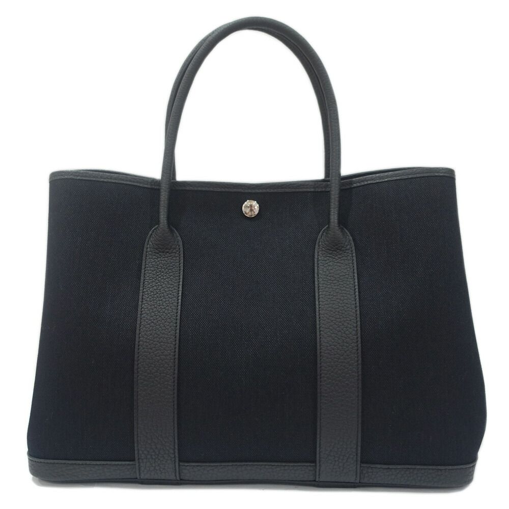 Hermes Garden Party 36 PM Toile Military Black Silver Construction Tote