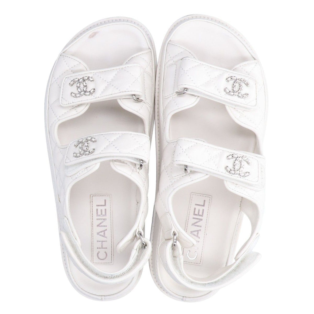 Chanel CC Logo Quilted Sandals — view 6