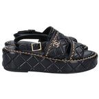 Chanel CC Logo Quilted Chain Platform Sandals 37 1 2C — view 5