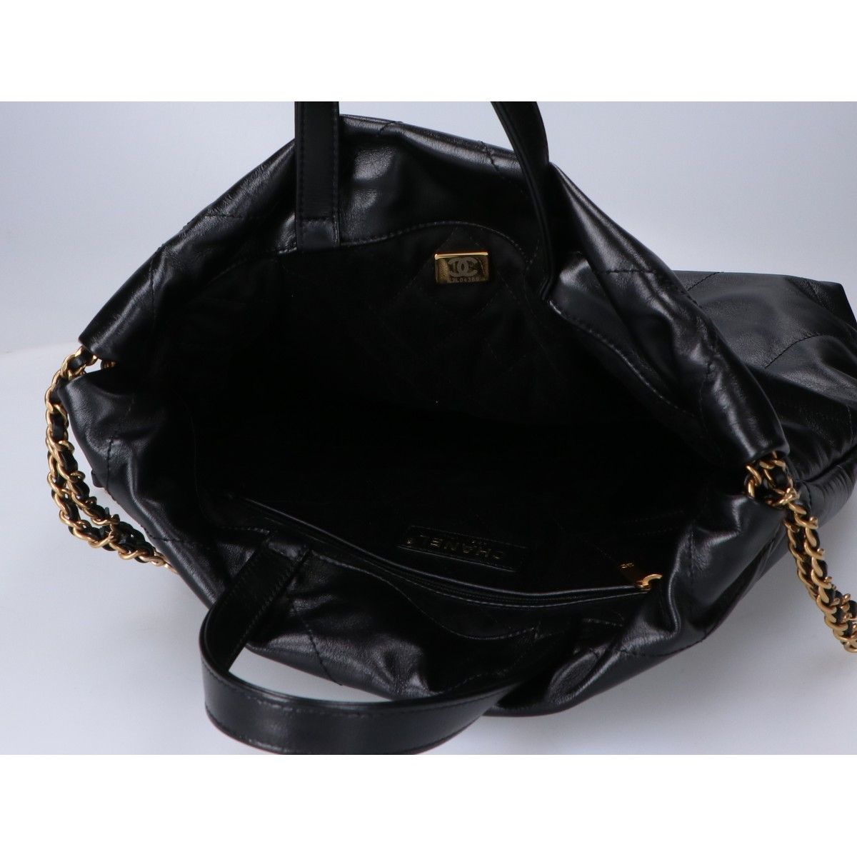 Chanel 22 Shiny Calfskin Chain Backpack Small — view 6