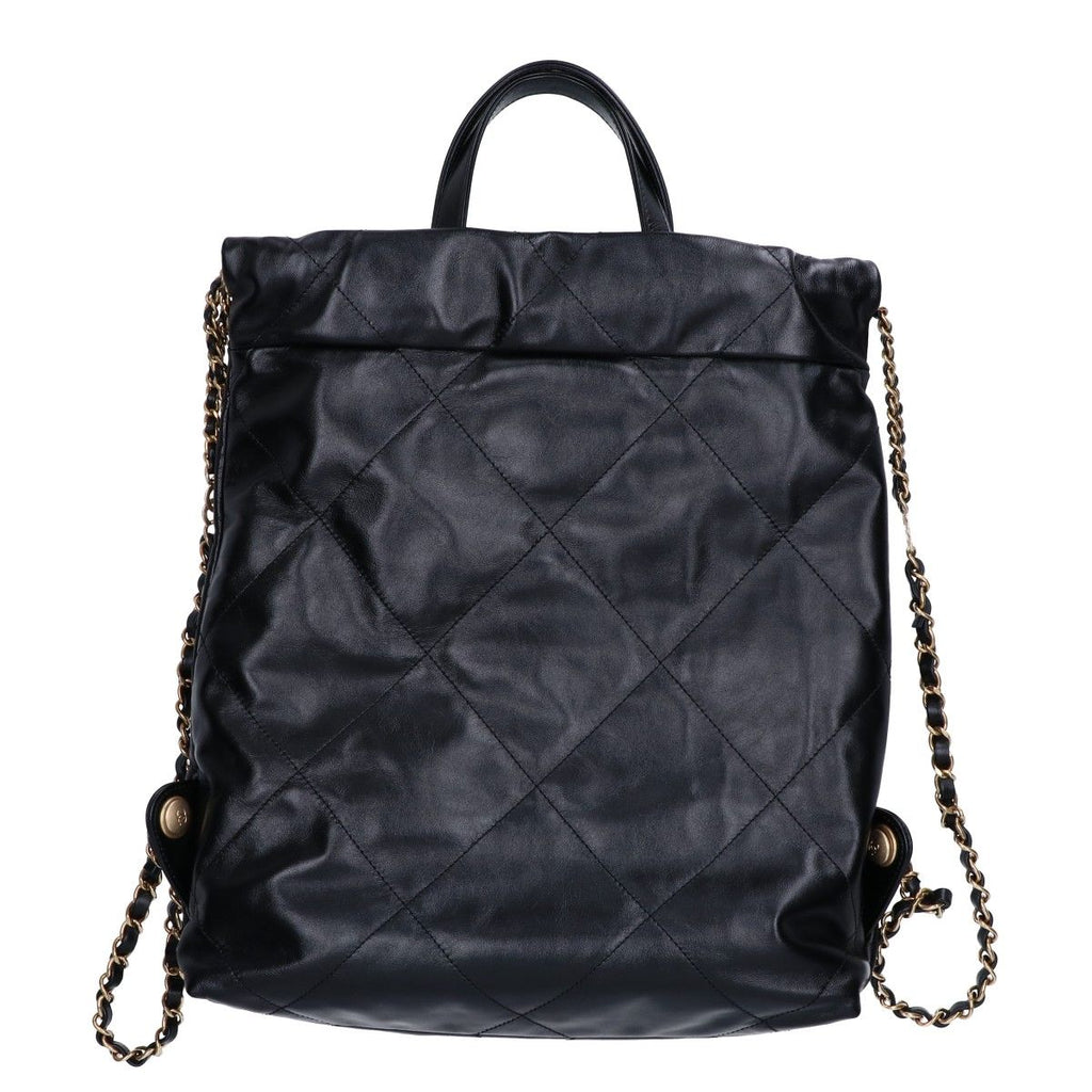 Chanel 22 Shiny Calfskin Chain Backpack Small — view 3