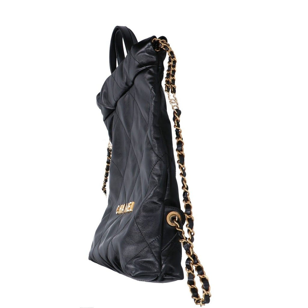 Chanel 22 Shiny Calfskin Chain Backpack Small — view 2