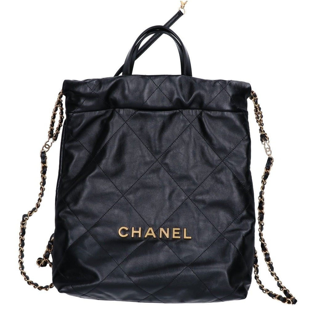 Chanel 22 Shiny Calfskin Chain Backpack Small