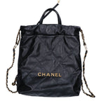 Chanel 22 Shiny Calfskin Chain Backpack Small