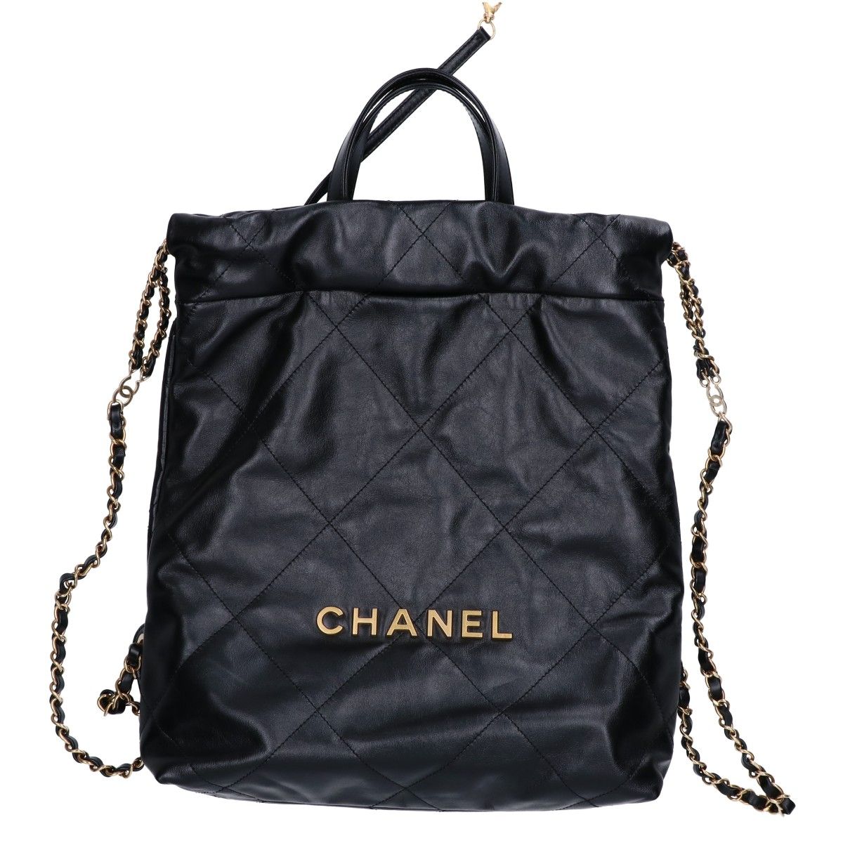 Chanel 22 Shiny Calfskin Chain Backpack Small