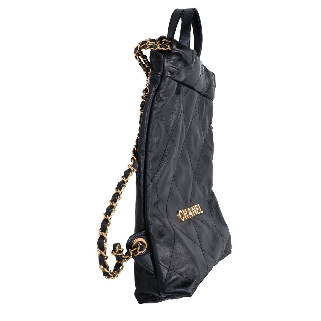 Chanel 22 Shiny Calfskin Chain Backpack Small — view 4