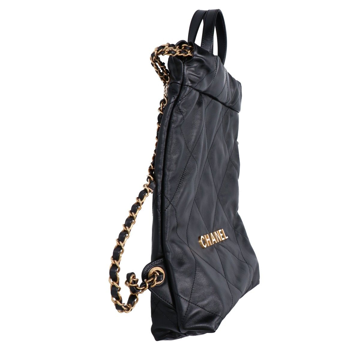 Chanel 22 Shiny Calfskin Chain Backpack Small — view 4