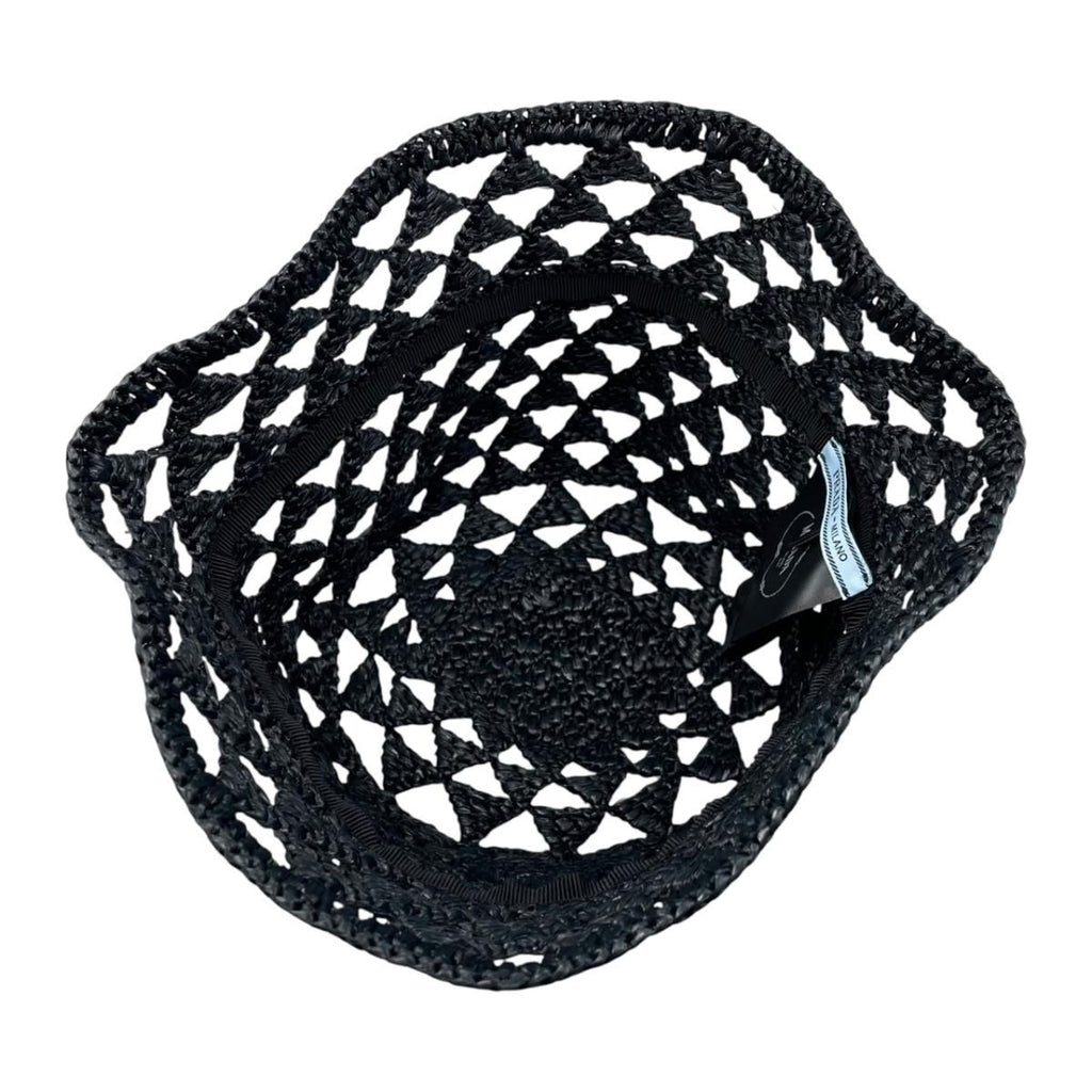 Prada Hat Bucket Hat M Visco Calf Yon Triangle Logo Black — view 7