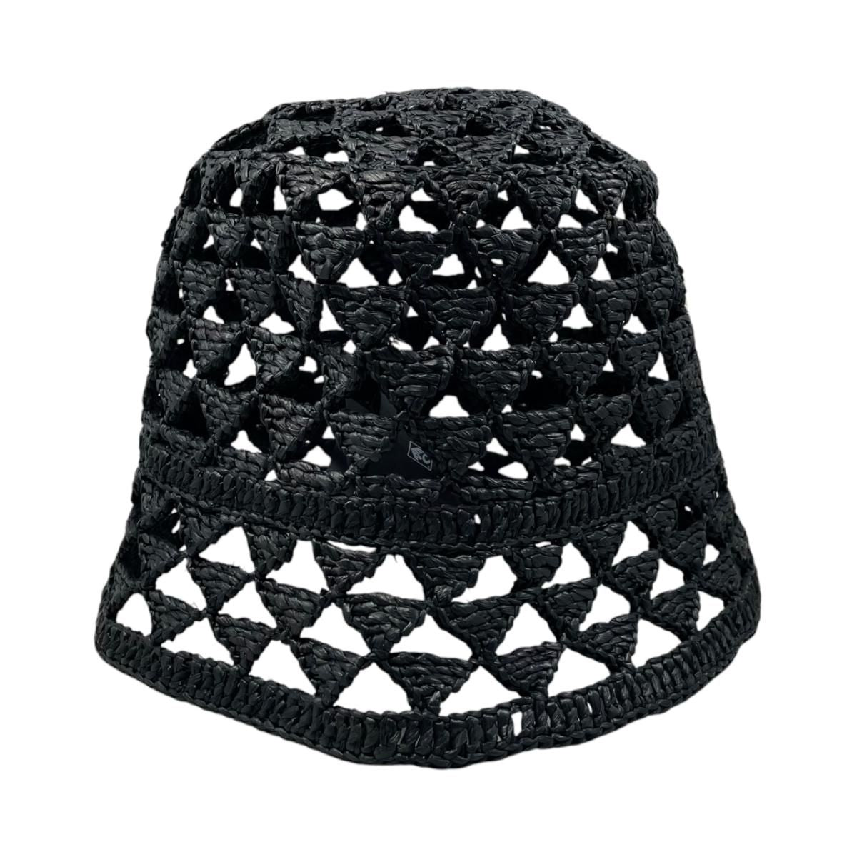 Prada Hat Bucket Hat M Visco Calf Yon Triangle Logo Black — view 4