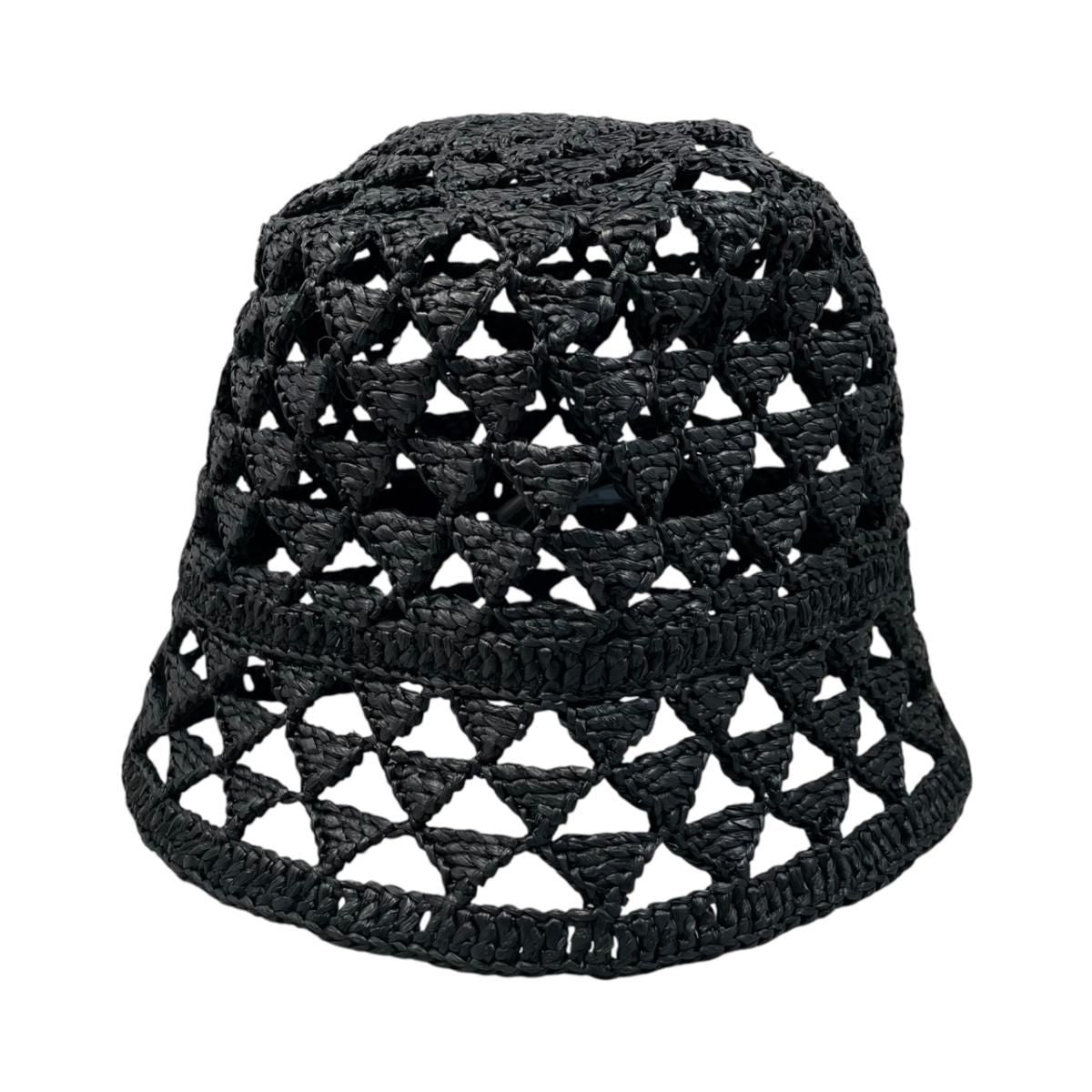Prada Hat Bucket Hat M Visco Calf Yon Triangle Logo Black — view 3