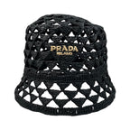 Prada Hat Bucket Hat M Visco Calf Yon Triangle Logo Black