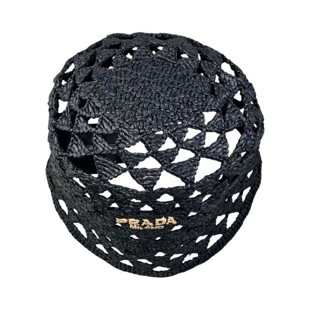 Prada Hat Bucket Hat M Visco Calf Yon Triangle Logo Black — view 5