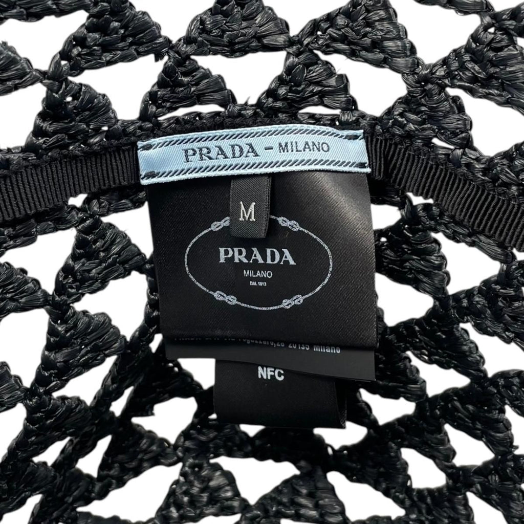 Prada Hat Bucket Hat M Visco Calf Yon Triangle Logo Black — view 8