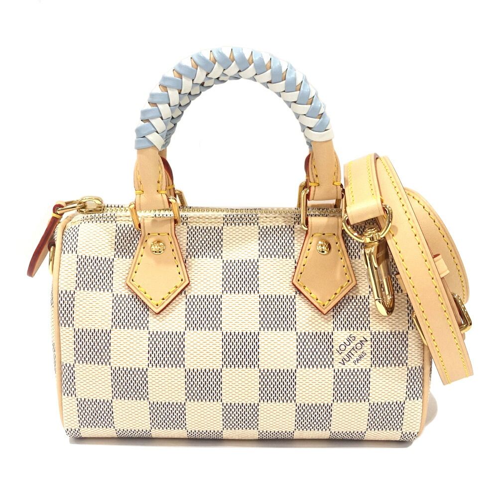 Louis Vuitton Nano Speedy Damier Azur White GD Shoulder