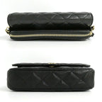 Chanel Flap Phone Case Chain Shoulder Bag Caviar Leather Black Gold — view 3