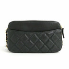 Chanel Flap Phone Case Chain Shoulder Bag Caviar Leather Black Gold — view 2