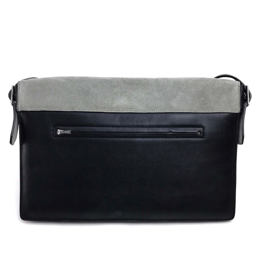 Celine Handbag Diamond Clutch Suede Leather Gray Black — view 2