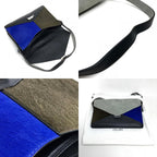 Celine Handbag Diamond Clutch Suede Leather Gray Black — view 9