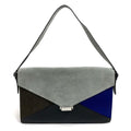 Celine Handbag Diamond Clutch Suede Leather Gray Black