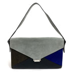 Celine Handbag Diamond Clutch Suede Leather Gray Black