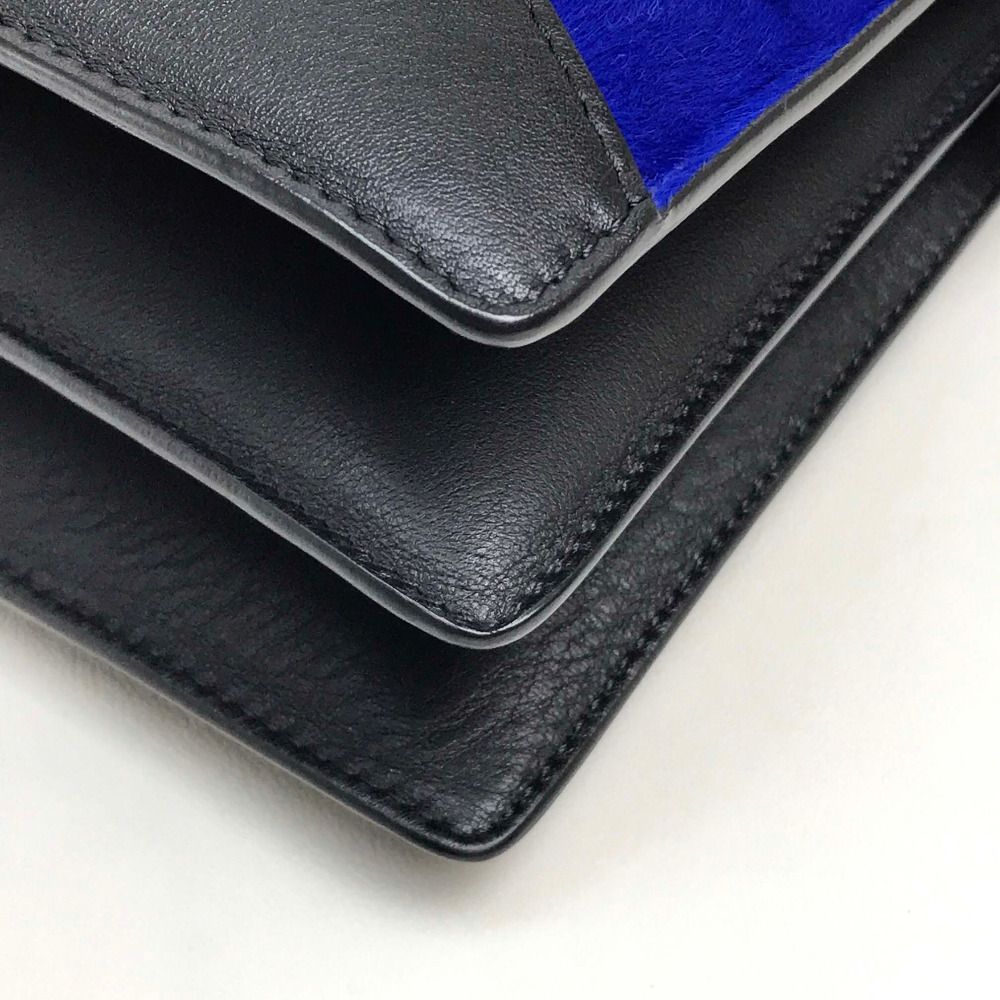 Celine Handbag Diamond Clutch Suede Leather Gray Black — view 5