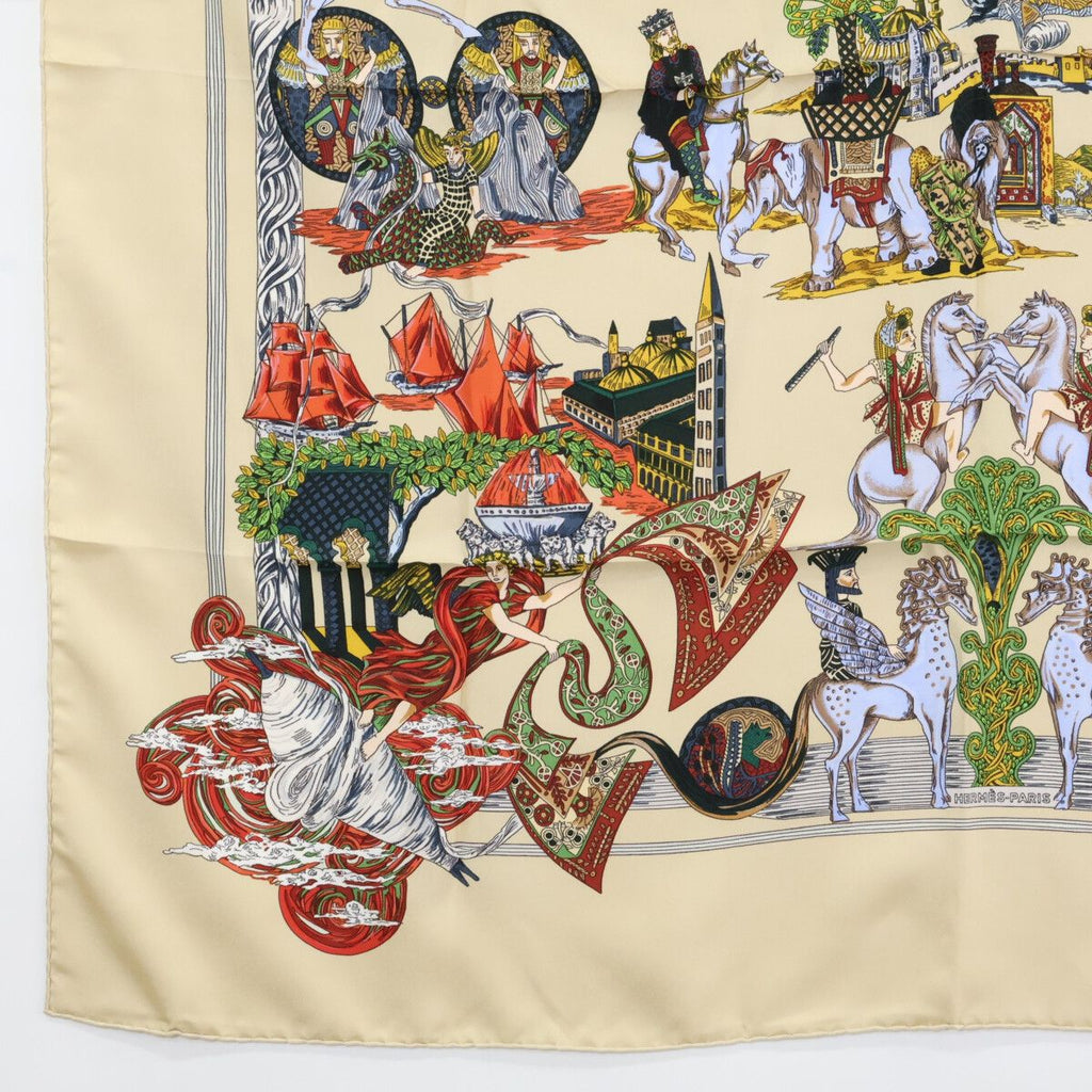 Hermes Au Fil de la Soie Carre 90 Silk Scarf — view 4