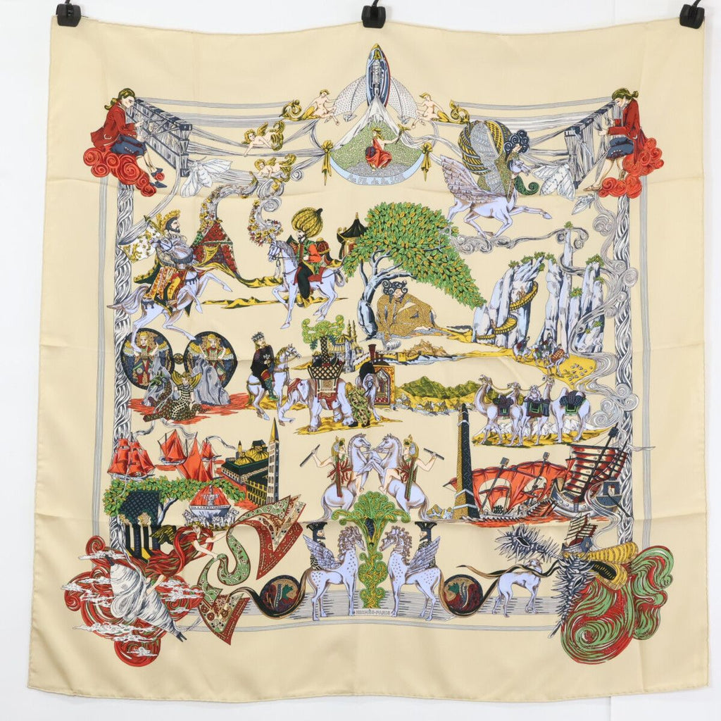 Hermes Au Fil de la Soie Carre 90 Silk Scarf