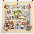 Hermes Au Fil de la Soie Carre 90 Silk Scarf
