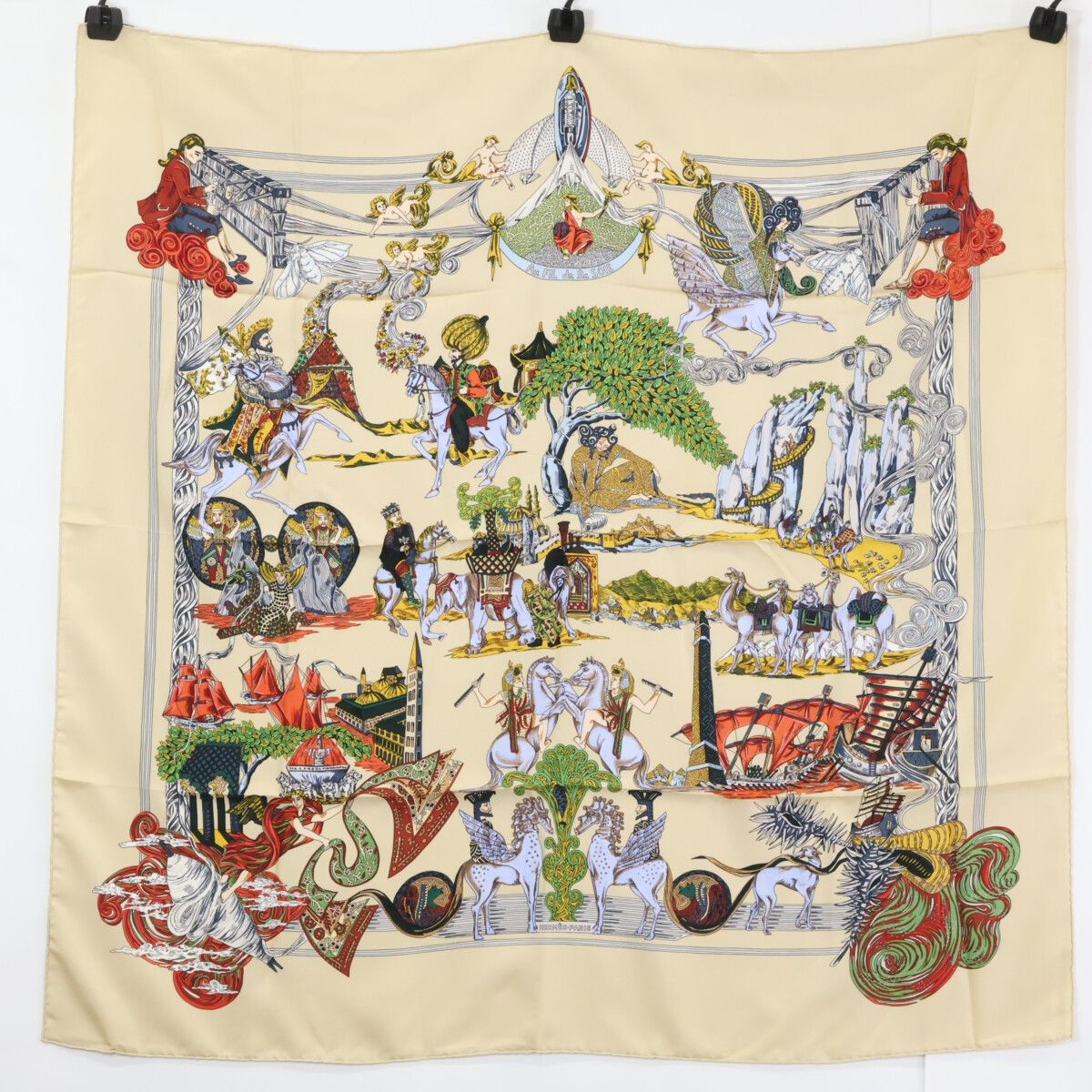 Hermes Au Fil de la Soie Carre 90 Silk Scarf