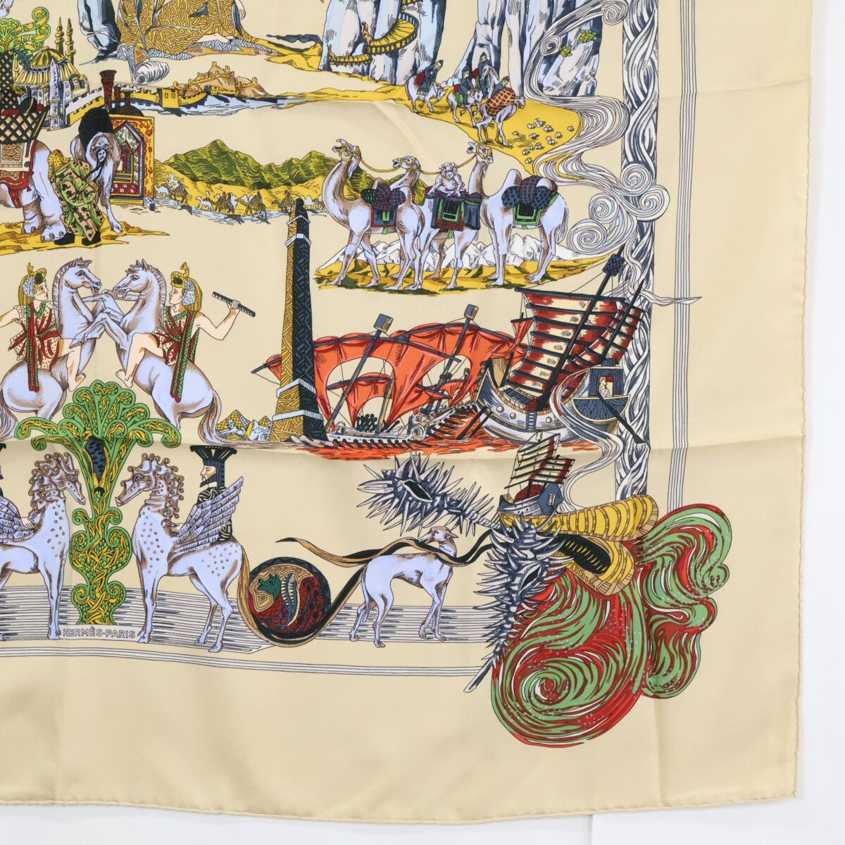 Hermes Au Fil de la Soie Carre 90 Silk Scarf — view 5