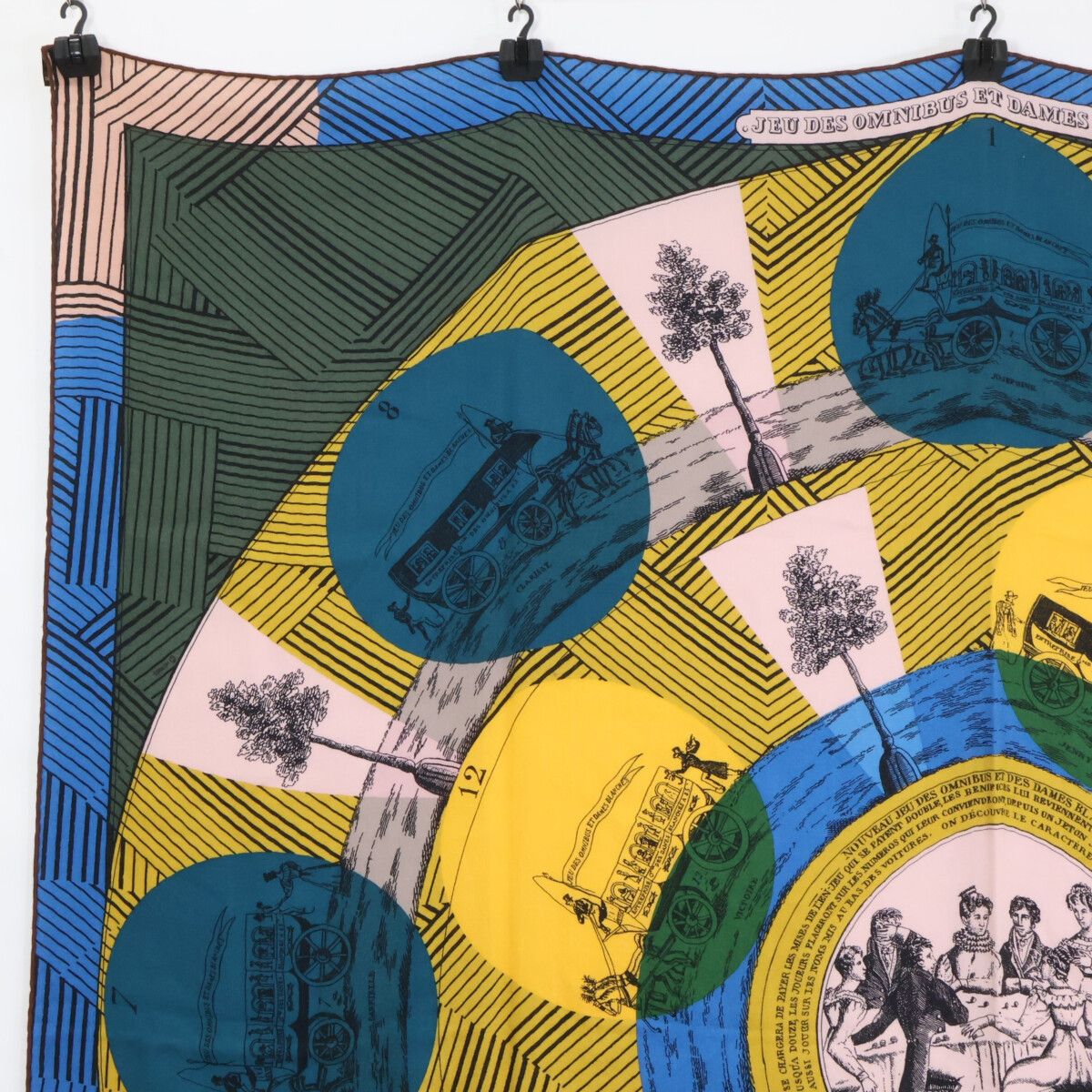 Hermes Jeu Des Omnibus Et Dames Blanches and White Game Carre Juan Cashmere — view 2