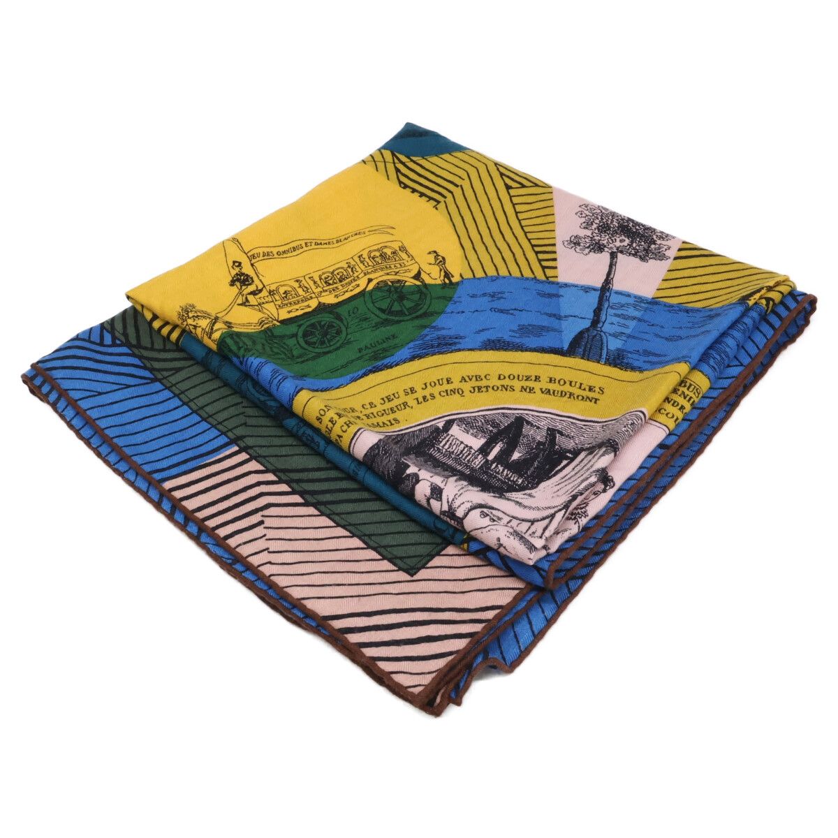 Hermes Jeu Des Omnibus Et Dames Blanches and White Game Carre Juan Cashmere — view 6