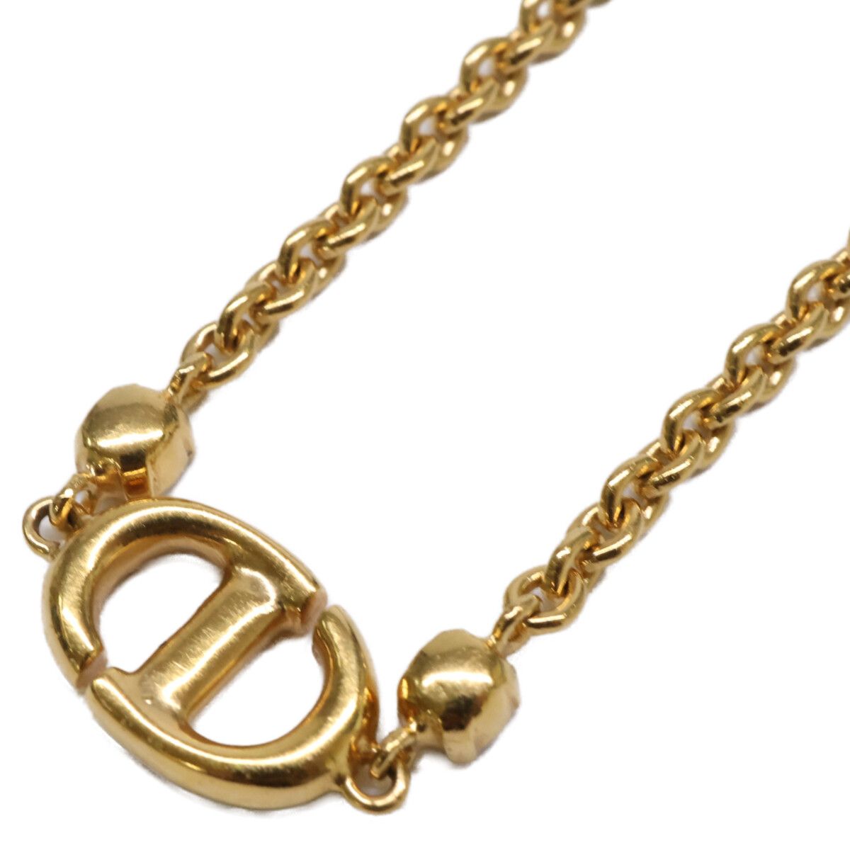 Dior CD Navy Necklace CD Signature Logo Metal Crystal — view 4