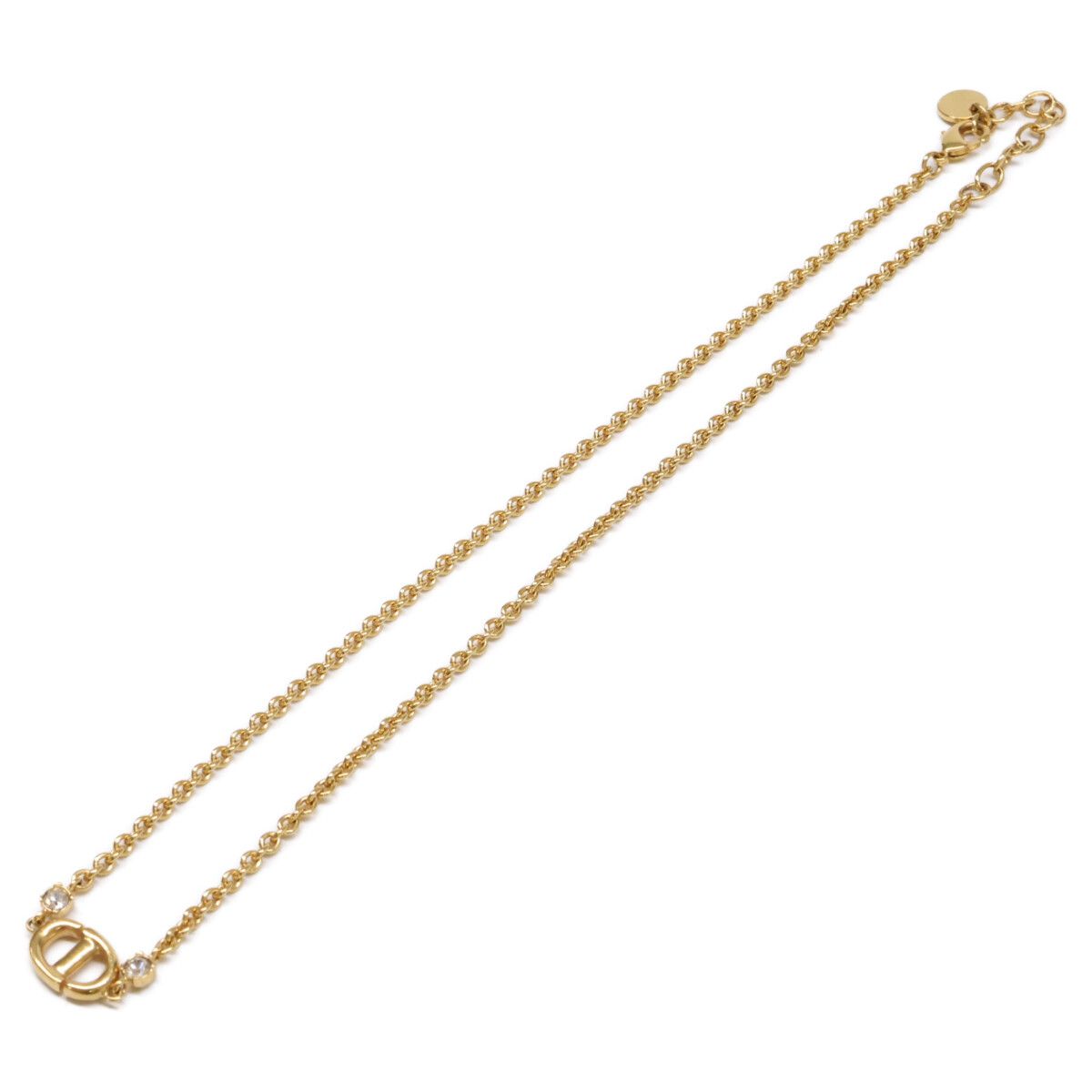 Dior CD Navy Necklace CD Signature Logo Metal Crystal — view 2