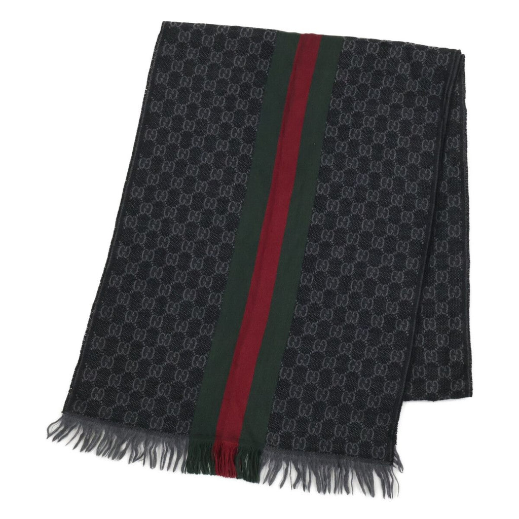 Gucci Sherry Line GG Pattern Silk Wool 37 180 cm Scarf
