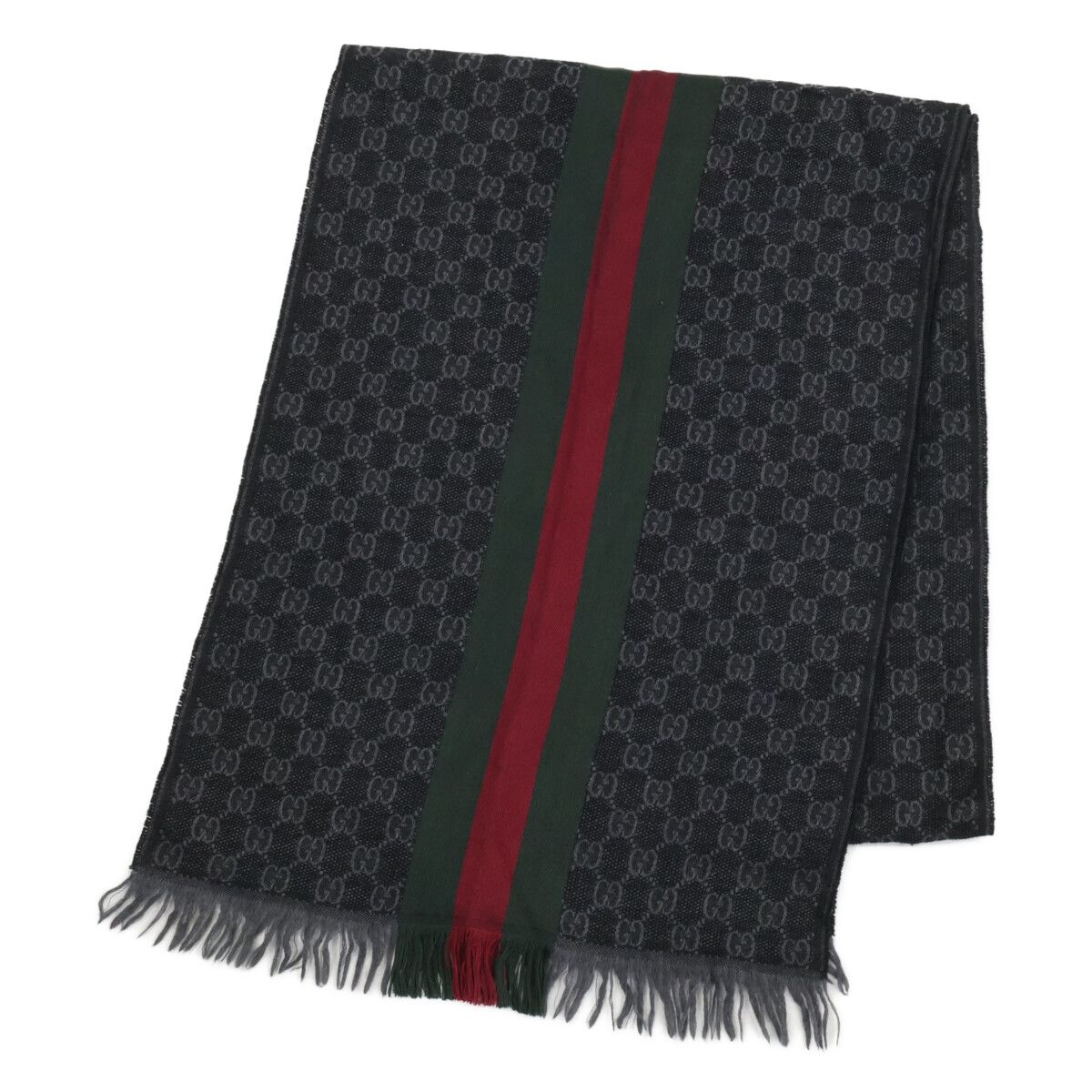 Gucci Sherry Line GG Pattern Silk Wool 37 180 cm Scarf