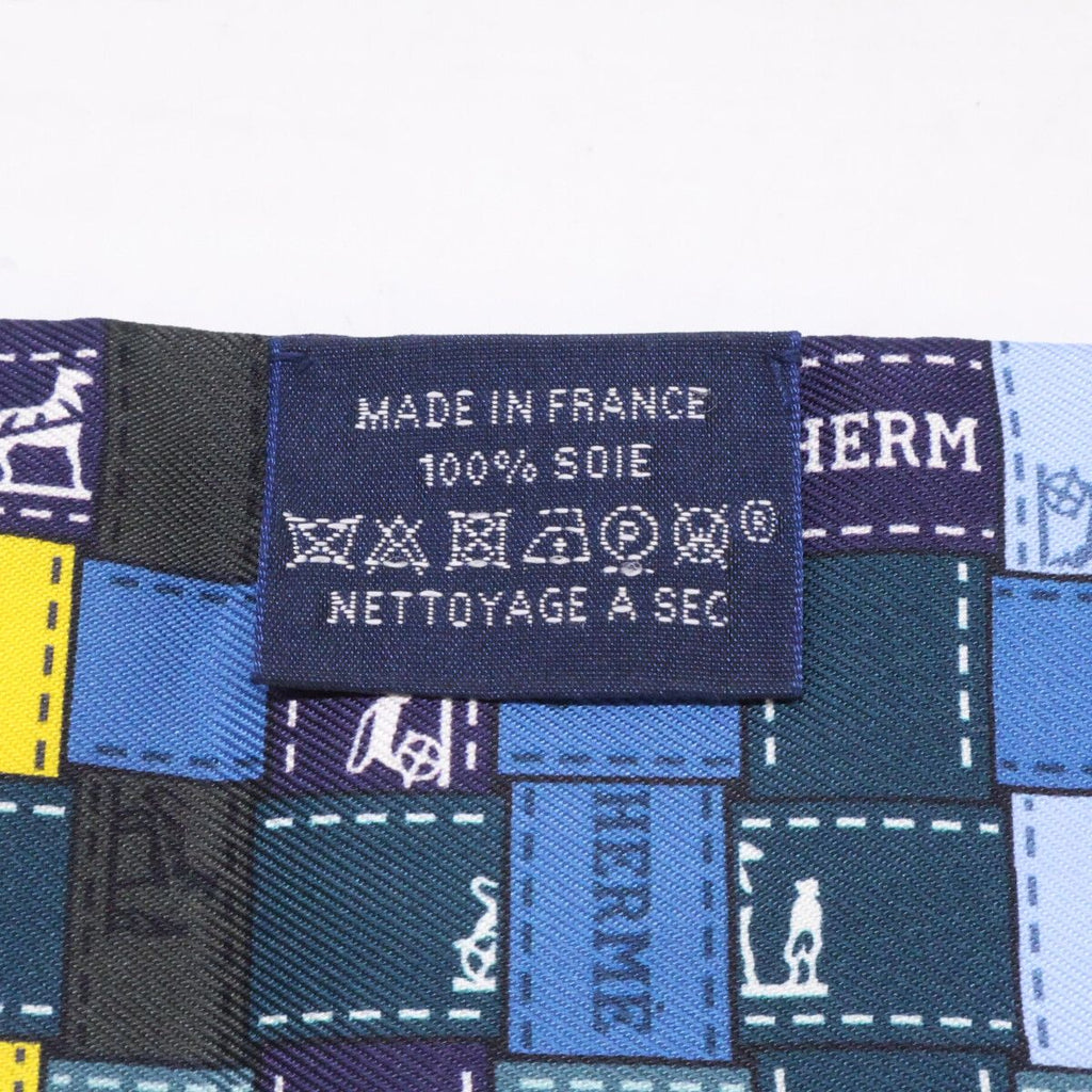 Hermes 11 Bolduc an Carre Checked Silk Twilly Scarf — view 8