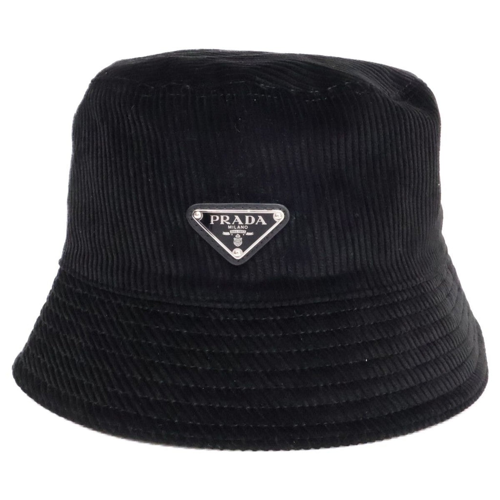Prada Triangle Logo Corduroy Bucket — view 2