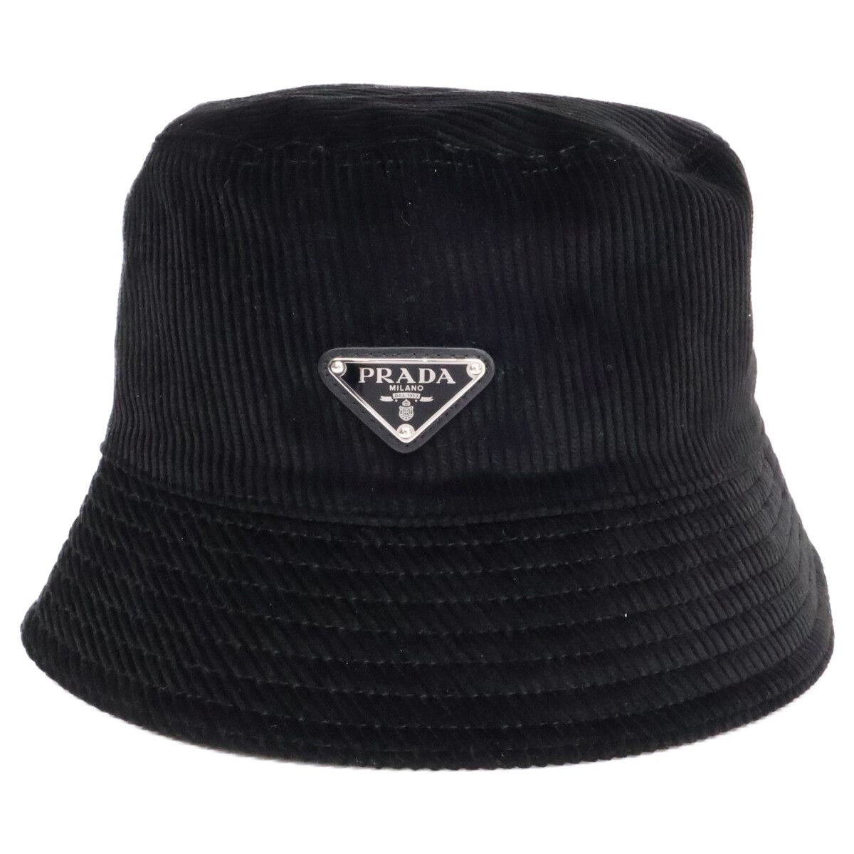 Prada Triangle Logo Corduroy Bucket — view 2