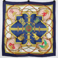 Hermes Grande Tenue Horse Formal Wear Carre 90 Silk Scarf