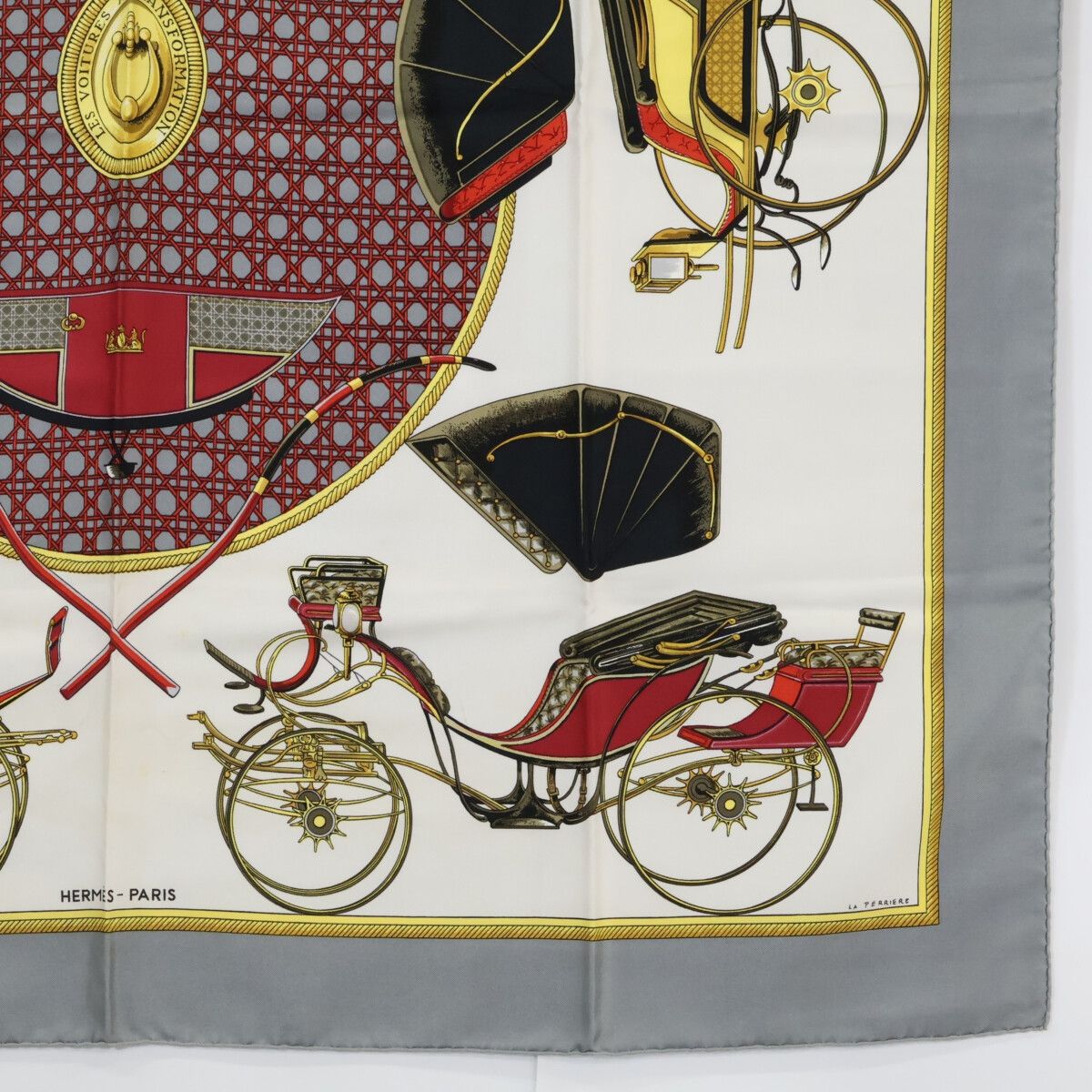 Hermes les Voitures a Transformation Folding Top Carriage Carre 90 Silk Scarf — view 5